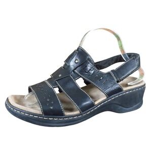 Clarks Collection Lexi Qwin Womens Comfort Sandals Sz 10 Wide Black Leather Heel